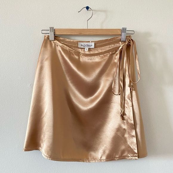 2/$45 Vintage Le Chateu Satin Wrap Tie Side Mini Slip Skirt - Picture 2 of 7
